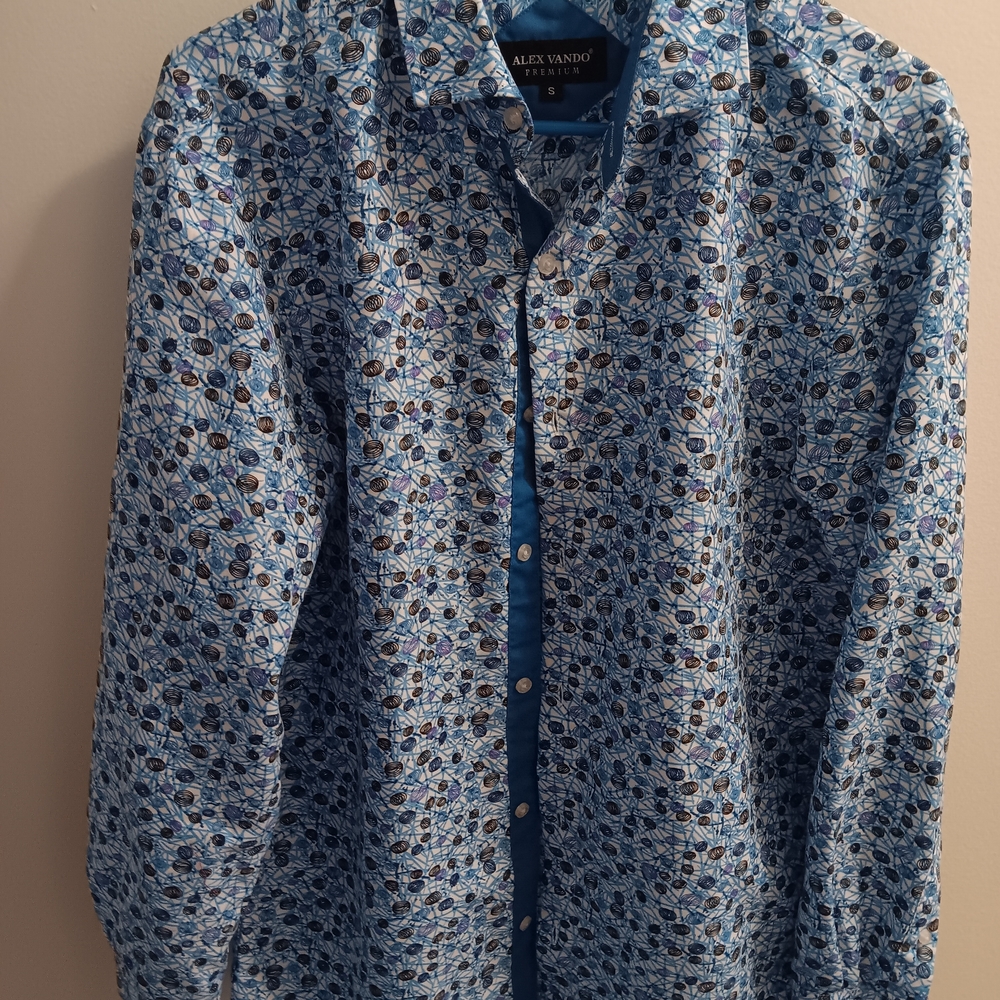 Men's Alex Vando Blue Patterned Shirt